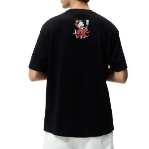 100%Cotton Contrast Print Knit Graphic Oversize t-shirt for Men